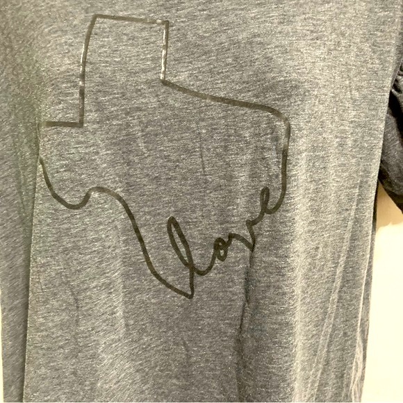 TEXAS LOVE Heart Map Love Gray Graphic Tshirt Womens Large - Picture 7 of 8